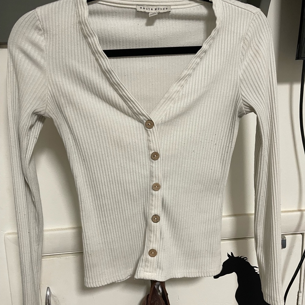 Ribbed fitted long sleeve blouse